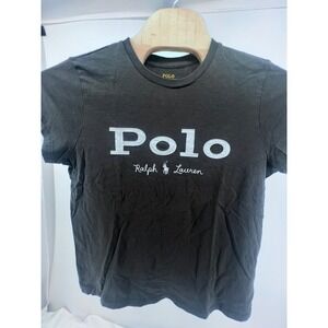 Polo Ralph Lauren Womens Graphic Tee Shirt Dark Gray Applique Logo Size Large